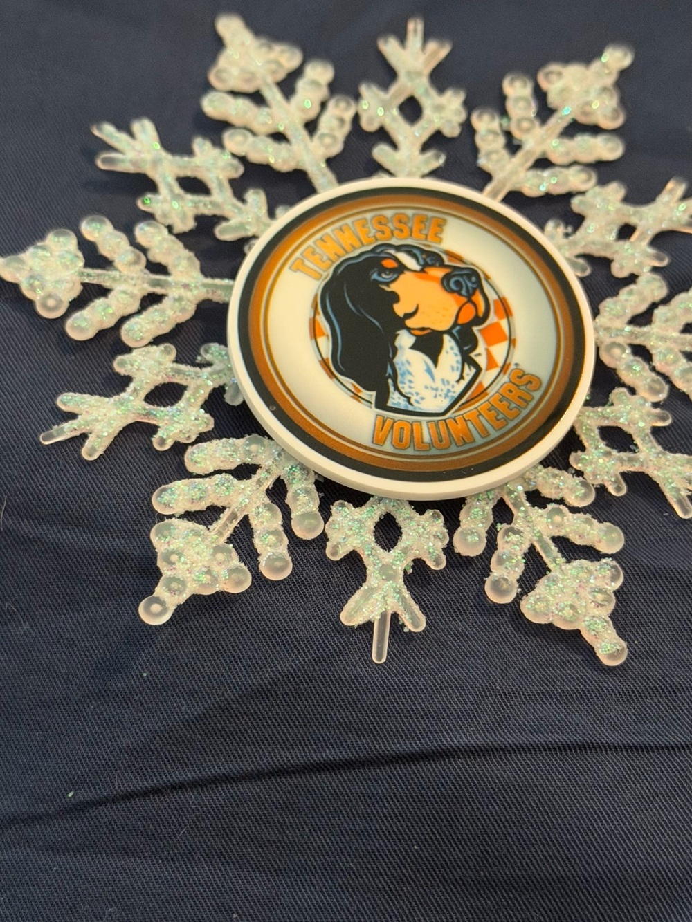 Orange & White Snowflake Ornament